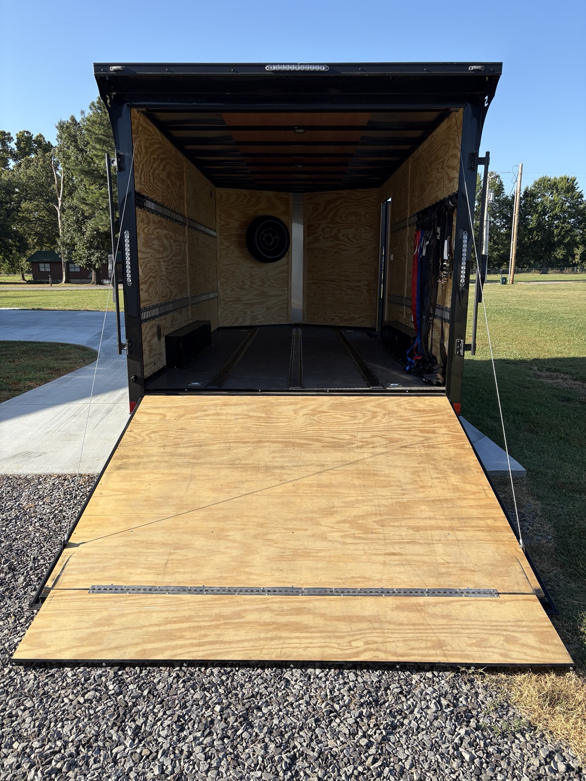 Open ramp and interior of the Stallion enclosed cargo trailer